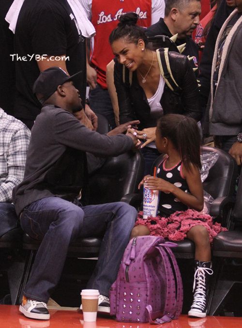 Laura Govan & Floyd Mayweather At Heat vs Clippers game Lipstick Alley